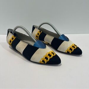 Vero Cuoio Stylish Women's Blue and White Flats Size 8 Made in Italy